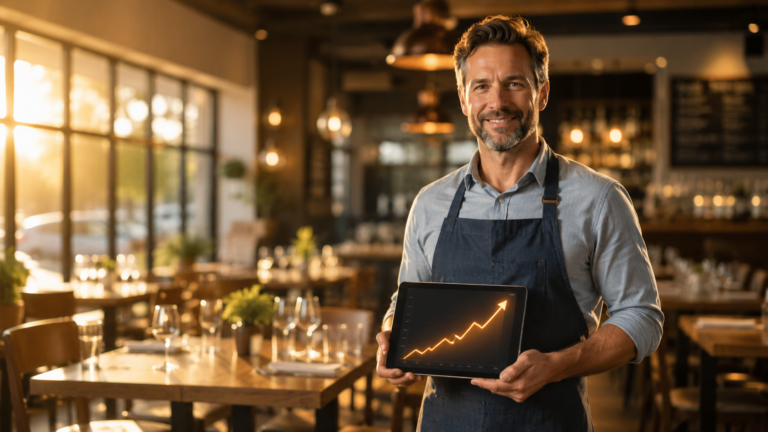 Restaurant owner using AI tools to grow their business in 2026