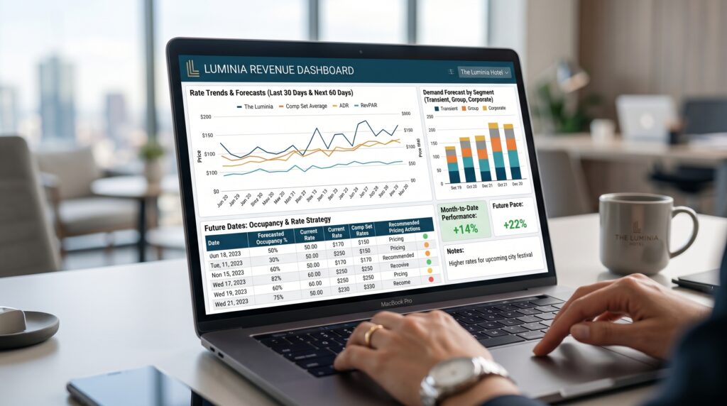AI dynamic pricing dashboard for hotel revenue management